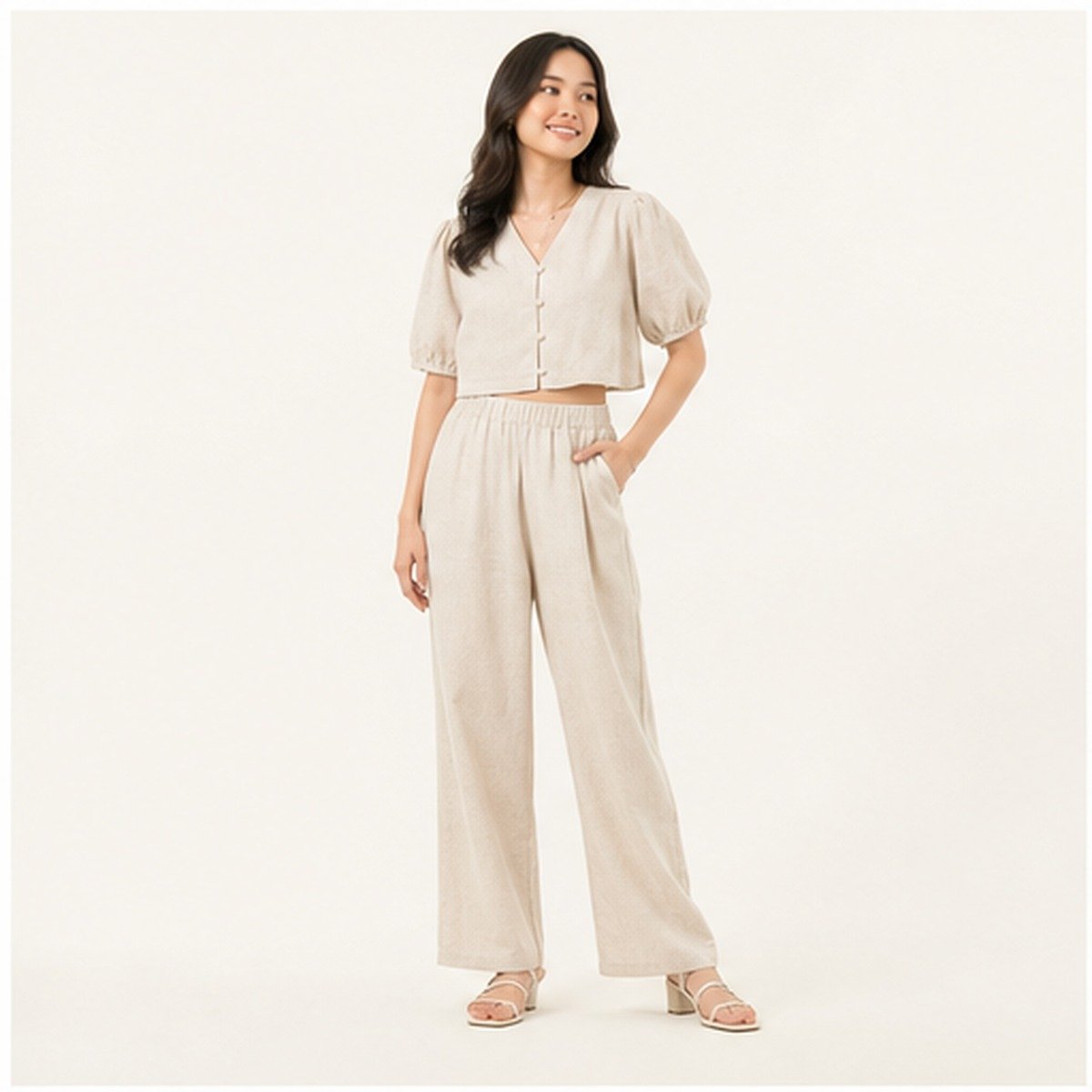 Blouse Linen Crop Casual